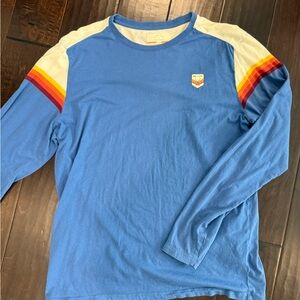 Marine Layer Blue and Red Long Sleeve Tee with Retro Stripes